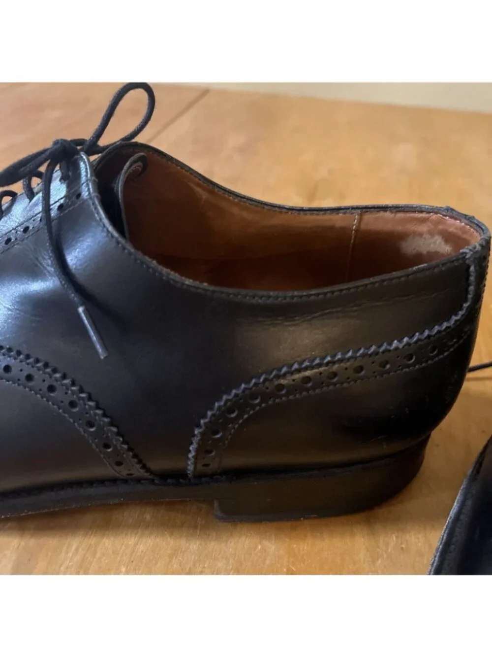 j Fitzpatrick Black Calf Leather Windermere Oxfords Mens Sz 12 E